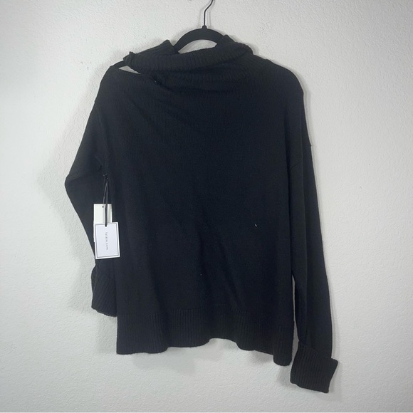 1. State Cold-Shoulder Cuffed Turtleneck Sweater long sleeve black size medium - Picture 6 of 11